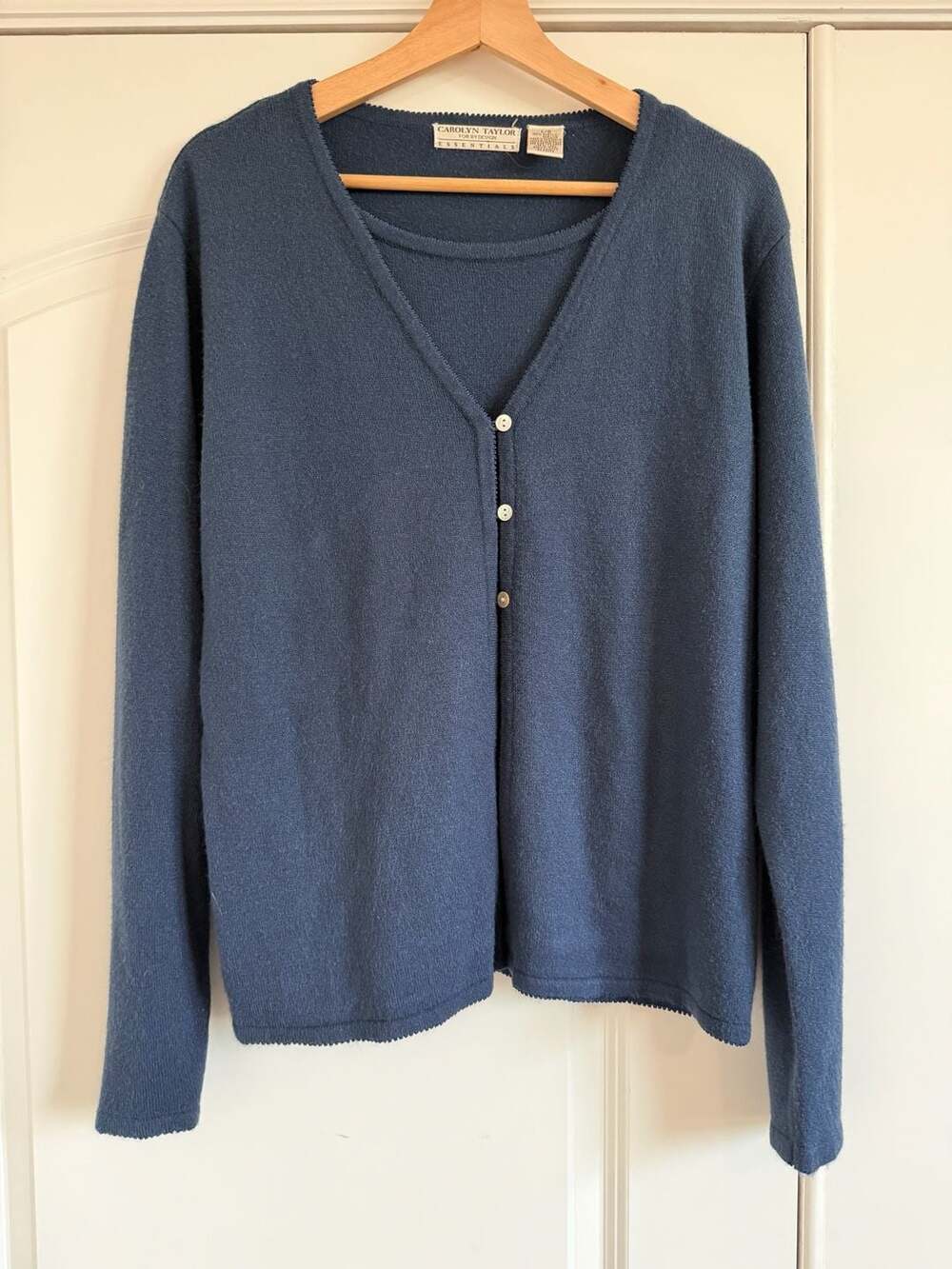 Carolyn Taylor Essentials Blue Knit Twin Set Cardigan and Top